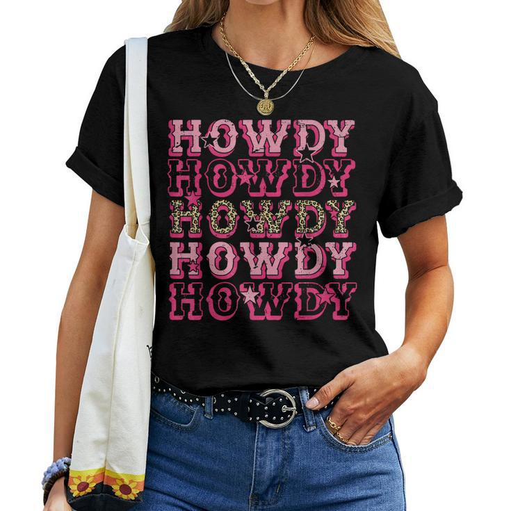 Howdy Pink Leopard Western Cowgirl Women T-shirt