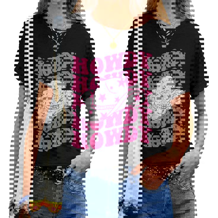 Howdy Southern Western Girl Country Rodeo Pink Cowgirl Retro Women T-shirt