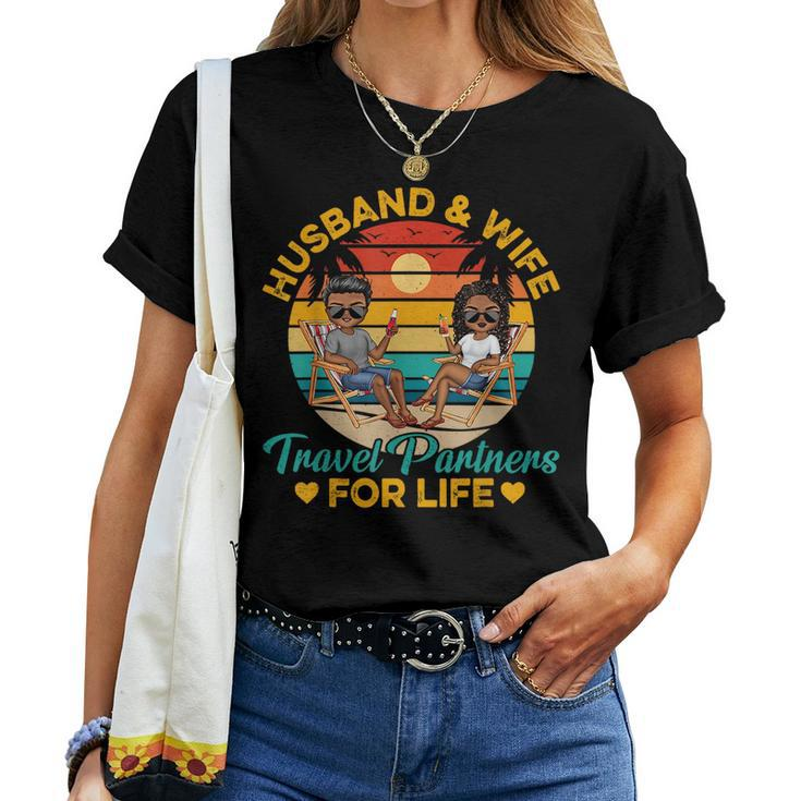 Husband-Wife Travel Partners For Life Beach Summer Dark Women T-shirt