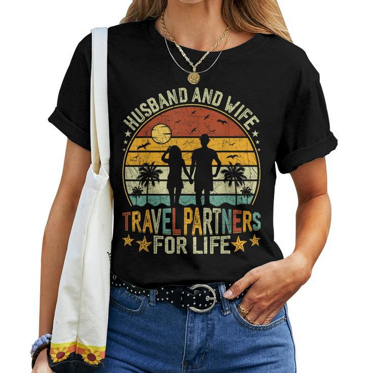Husband And Wife Travel Partners For Life Beach Traveling Women T-shirt