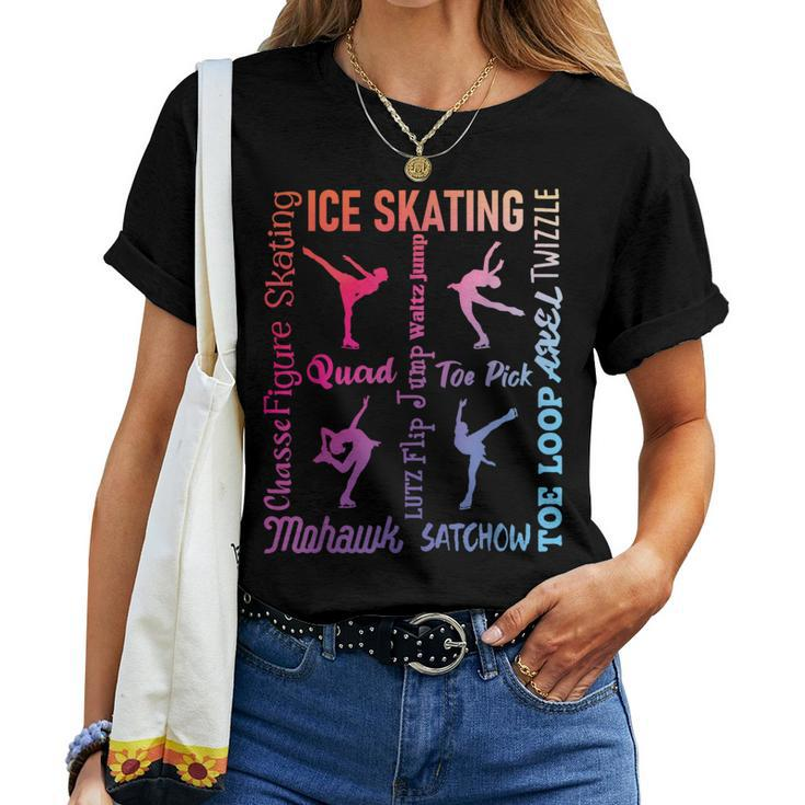 Ice Skating - Typography Girl Figure Skater Ice Skates Women T-shirt