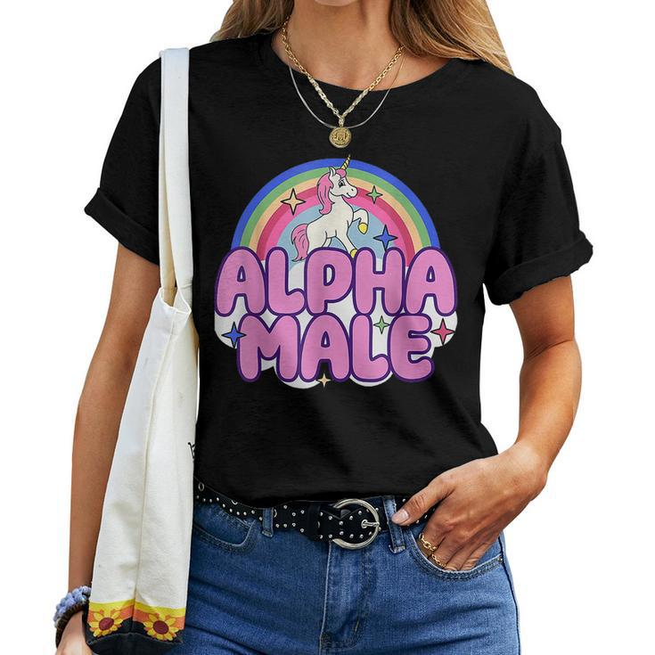 Ironic Alpha Male Unicorn Rainbow For Men Women Women T-shirt