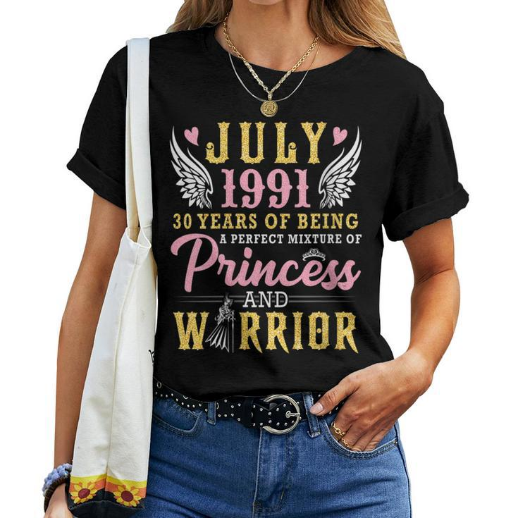 July 1991 30 Years Of Being Perfect Of Princess And Warrior Women T-shirt