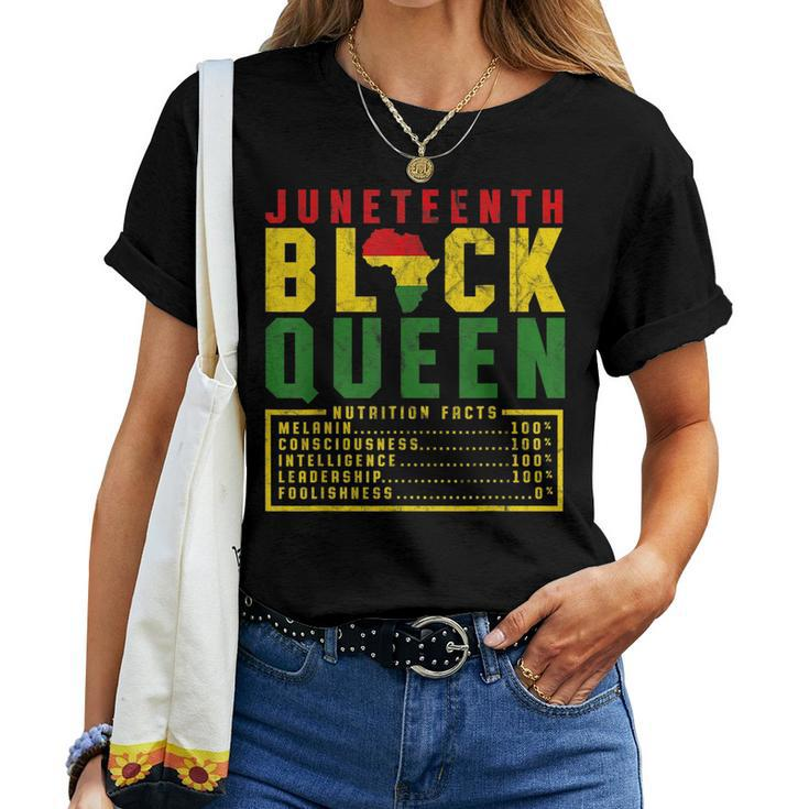 Junenth Womens Black Queen Nutrition Melanin Black Pride Women T-shirt