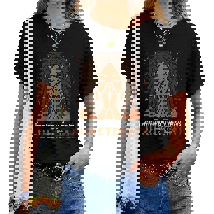 Junenth Black Woman Remembering Ancestors Women Girls Kid Women T-shirt