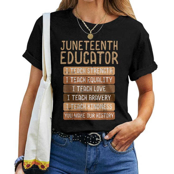 Junenth Educator Teach Strength Melanin Teacher Men Women Women T-shirt