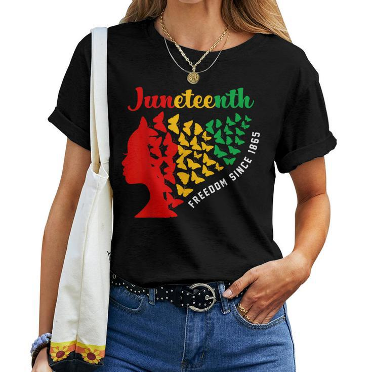 Junenth Freedom Since 1865 Butterfly Black Girl Women Women T-shirt