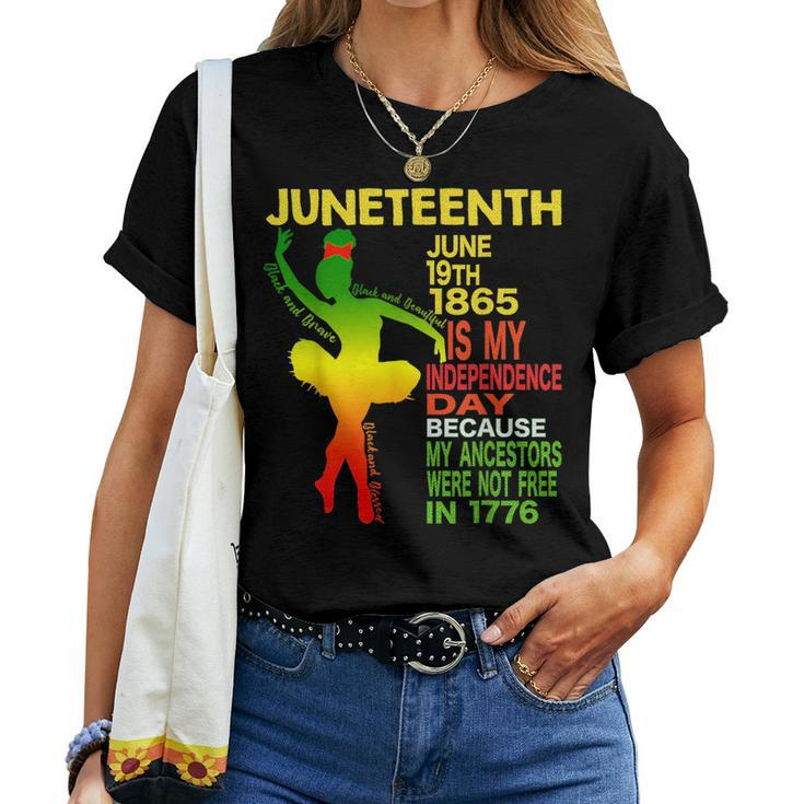 Junenth Independence Black Women Dancer Girl Ballerina Women T-shirt