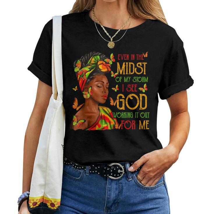 Junenth Outfit Women Flowers Butterfly Even In The Midst Butterfly s Women T-shirt Crewneck