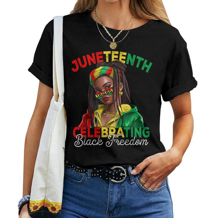 Junenth Women Celebrating Black Freedom 1865 African Girl Women T-shirt