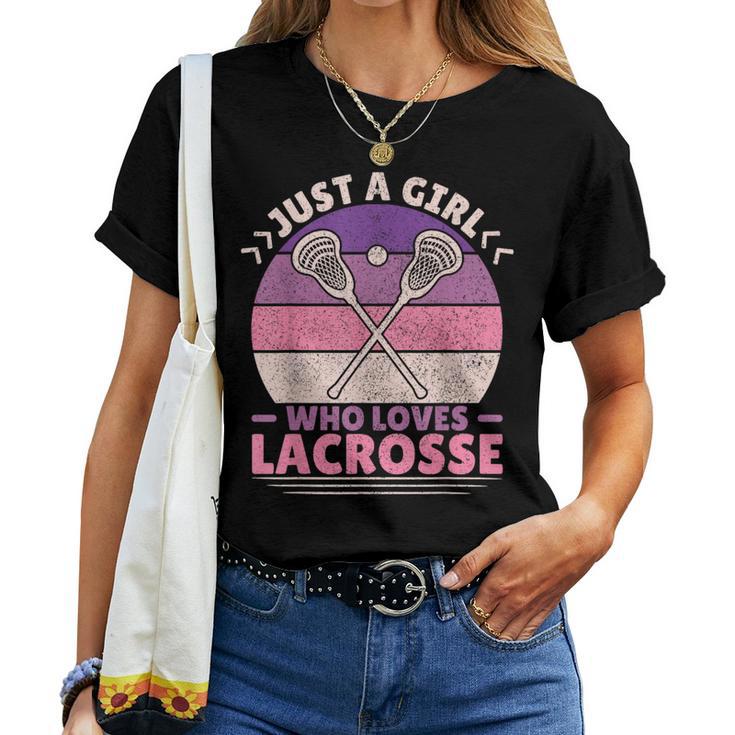 Just A Girl Who Loves Lacrosse Player Lax Lovers Lacrosse  Women T-shirt Short Sleeve Graphic