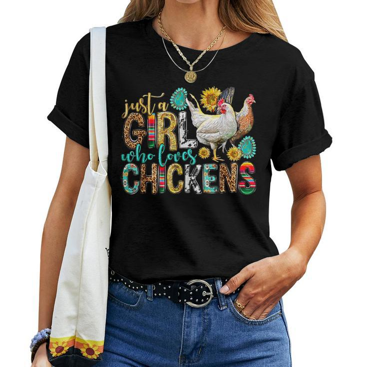 Just A Girl Who Loves Chickens Farm Lover Cute Chicken Buffs Women T-shirt