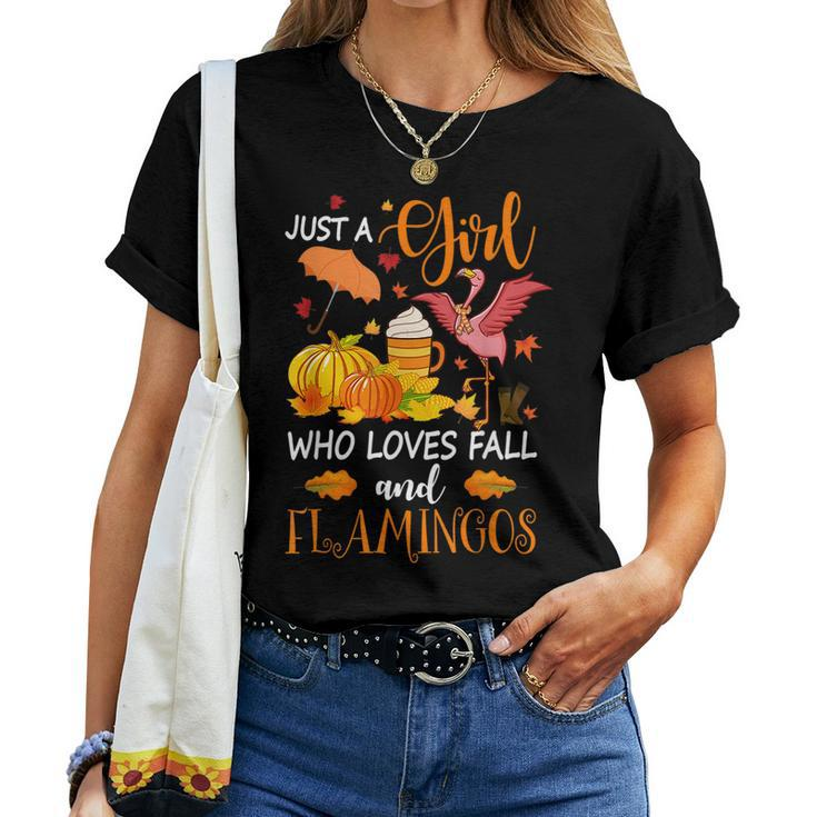 Just A Girl Who Loves Fall And Flamingo Halloween Flamingo Flamingo Halloween  Women T-shirt