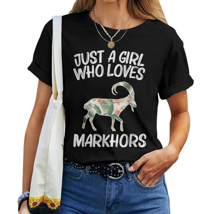 Just A Girl Who Loves Markhors For Goat Kid Ibex Women T-shirt