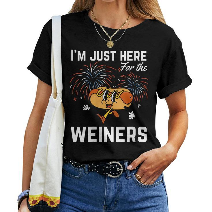 Im Just Here For The Weiners 4Th Of July Patriotic Women T-shirt