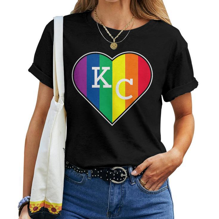 Kansas City Mo - Lbgtq Rainbow Kc Heart Gay Pride Month Women T-shirt Crewneck