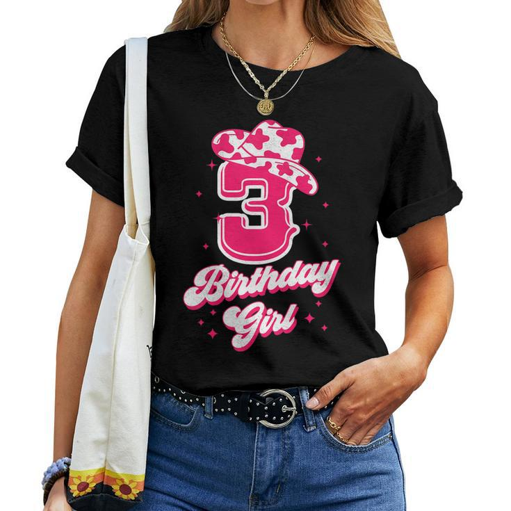 Kids 3Rd Birthday Outfit Girl 3 Year Old Rodeo Western Cowgirl Women T-shirt