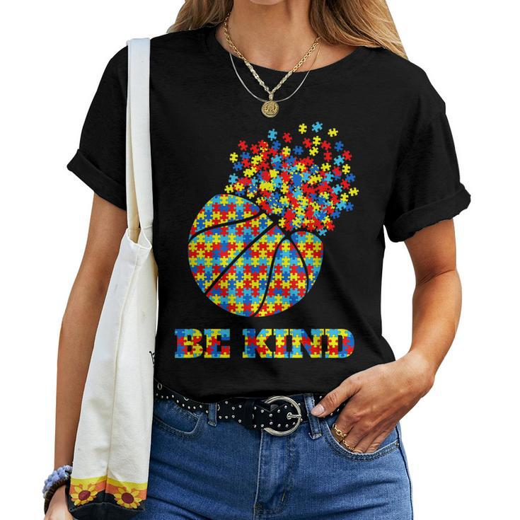 Be Kind Autism Awareness Basketball Autism Women T-shirt