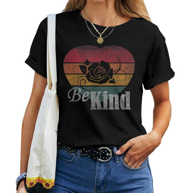 Be Kind Retro Heart Graphic Inspirational Women T-shirt