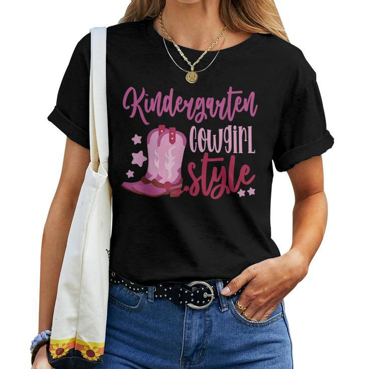 Kindergarten Cowgirl Style Western Boots Back To School Women T-shirt