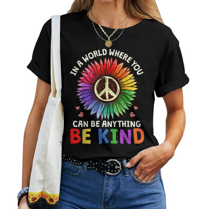 Kindness Be Kind Peace Sign Flower Antibullying Women T-shirt