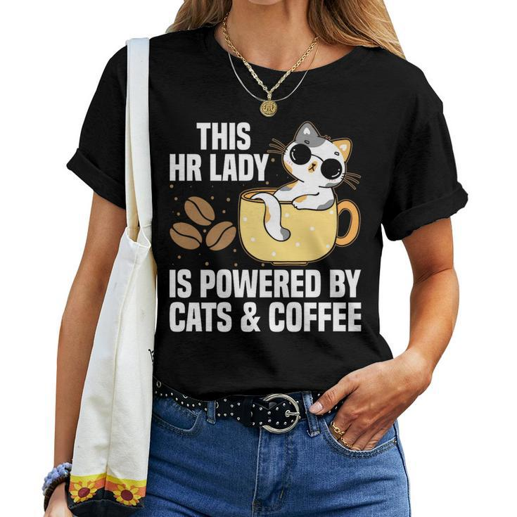 This Lady Is Powered By Cats & Coffee - Expressive Women T-shirt