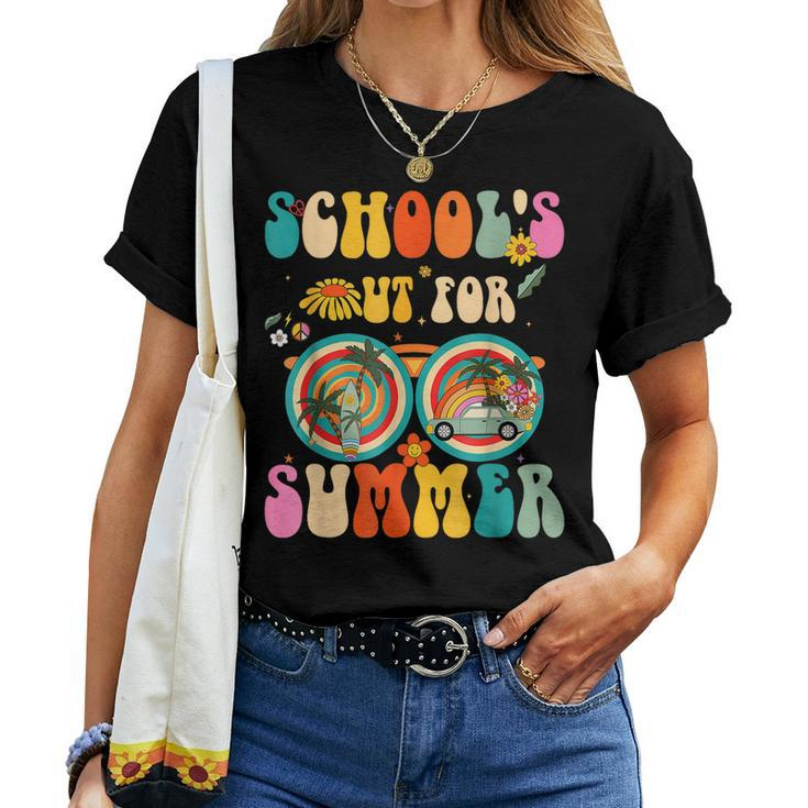 Last Day Of Schools Out For Summer Teacher Sunglasses Groovy Women T-shirt
