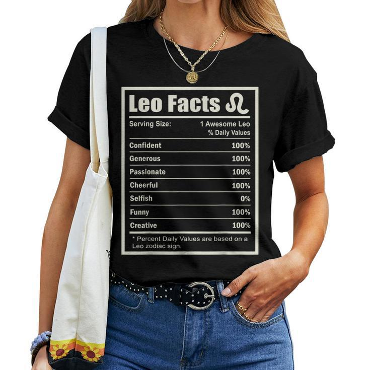 Leo Zodiac Sign Fun Facts  Men Women Birthday  Women T-shirt Short Sleeve Graphic