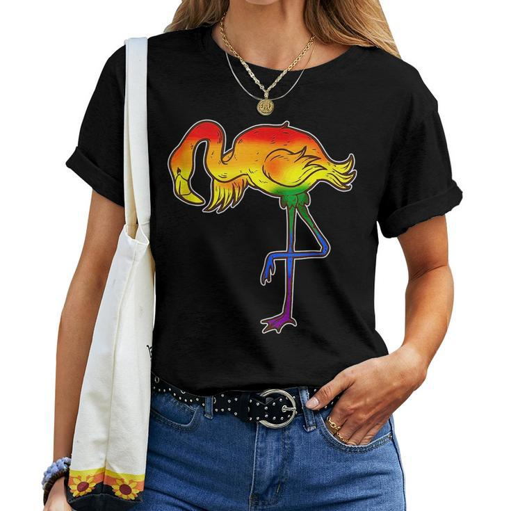 Lesbian Gay Bisexual Transgender Queer Flamingo Flag Women T-shirt