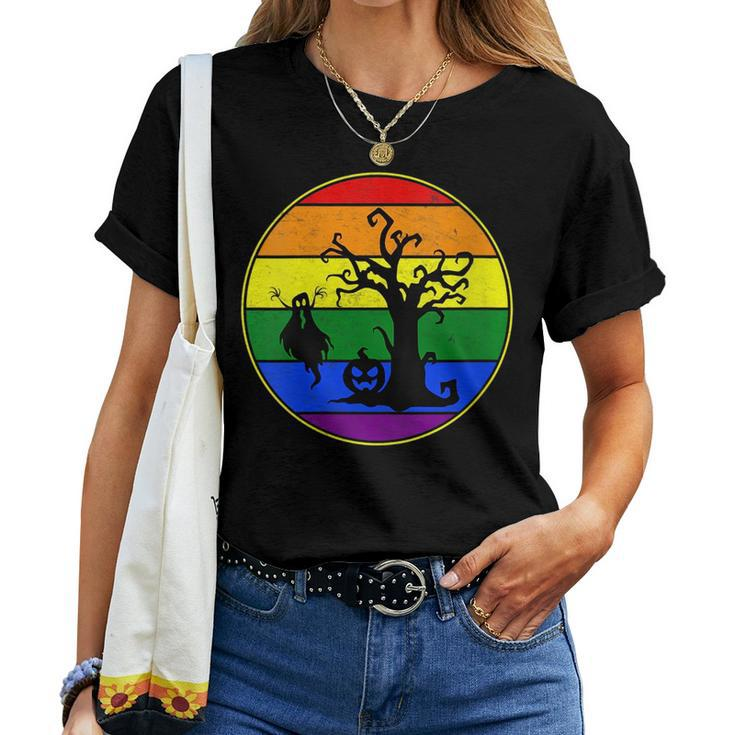 Lesbian Stuff Lgbtq Gay Goth Pride Rainbow Ghost Boo Spooky Women T-shirt