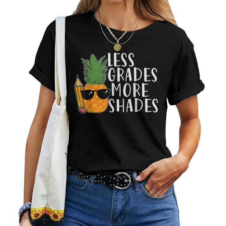 Less Grade More Shades Summer Vacation Teacher Women T-shirt