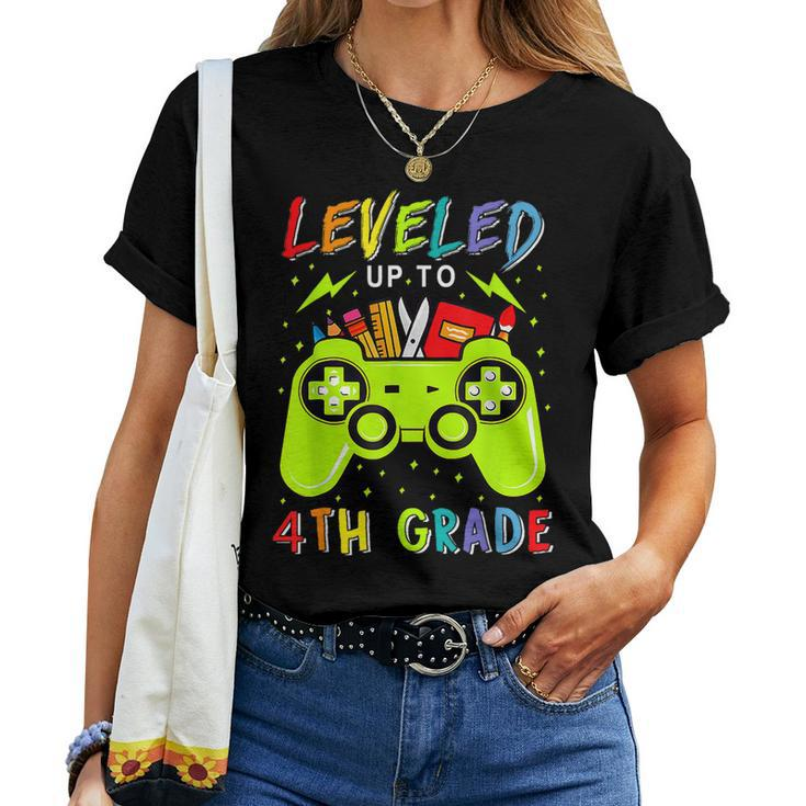 Leveled Up To 4Th Grade Gamer Back To School First Day Boys Women T-shirt