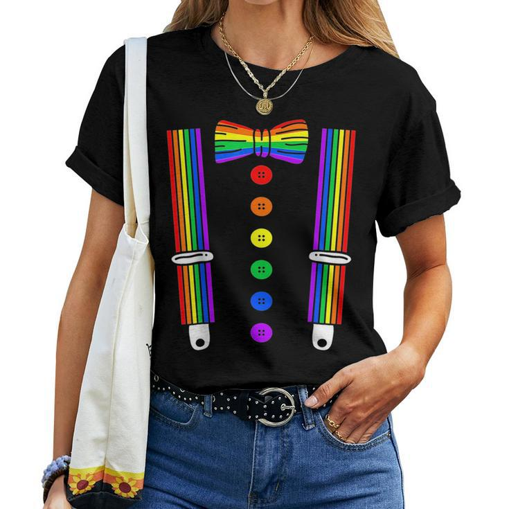 Lgbt Pride Gay Rainbow Tuxedo Suspenders Men Women Women T-shirt