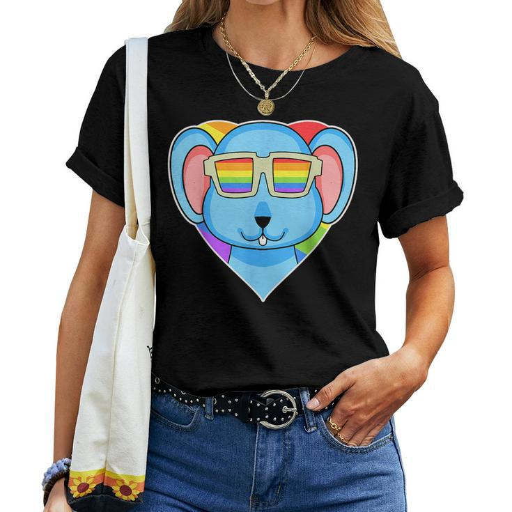 Lgbt Rainbow - Rat - Gay Pride - Lgbt Heart Animal Mouse Women T-shirt