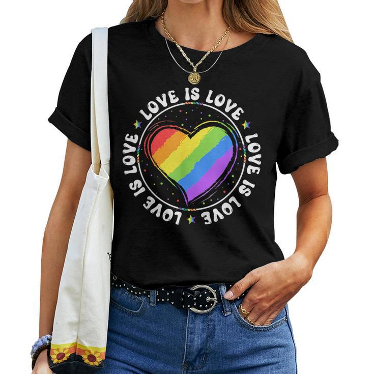 Lgbtq Love Is Love Gay Pride Lgbt Ally Rainbow Flag Vintage Pride Month s Women T-shirt