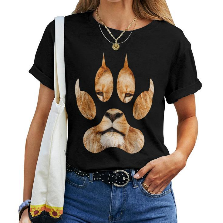Lion Eyes Paw Animal Cat Cheetah Leopard Tiger Print Women T-shirt