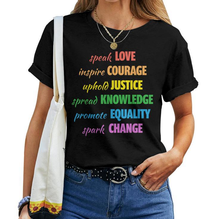 Love Courage Justice Equality Lgbtq Gay Pride Month Rainbow Women T-shirt