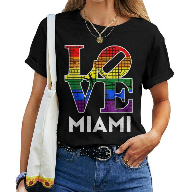 Love Miami Lgbt Rainbow Flag Gay Pride Women T-shirt