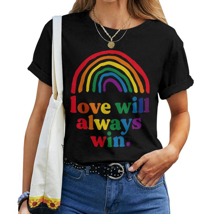 Love Will Always Win Pride Rainbow Kid Child Lgbt Quote Fun Women T-shirt
