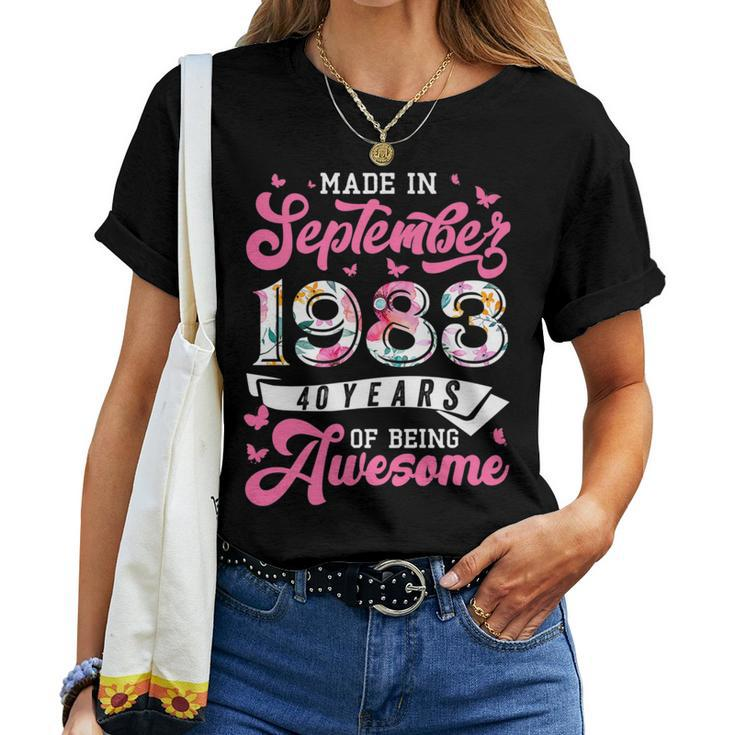 Made In September 1983 Floral 40 Yr Old 40Th Birthday Women  Women T-shirt