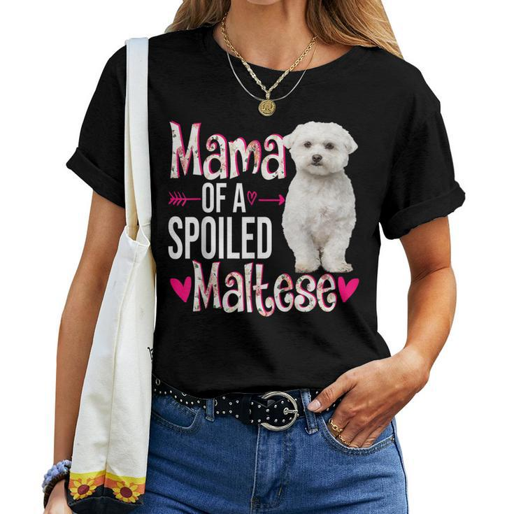 Mama Of A Spoiled Maltese Happy Floral Dog Women T-shirt