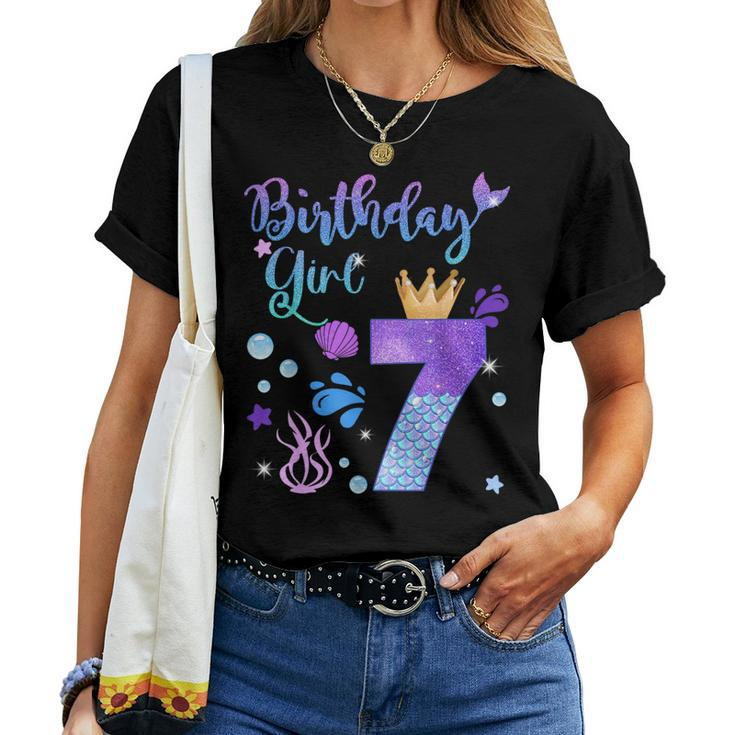 Mermaid Birthday Girl 7 Year Old Its My 7Th Bday Mermaid Women T-shirt