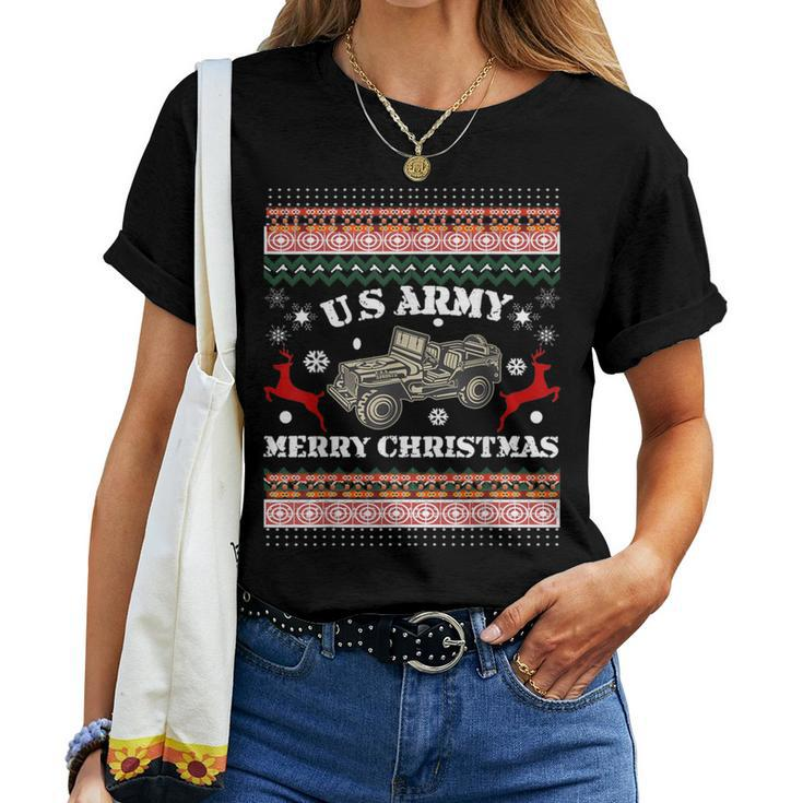 Merry Christmas-Us Army-Ugly Christmas SweaterWomen T-shirt
