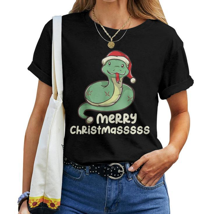 Merry Christmasss Snake Serpent Ugly Christmas Sweater Women T-shirt