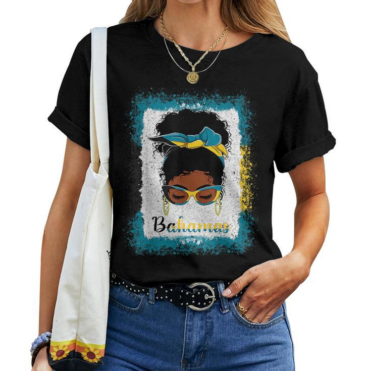 Messy Bun Bahamian Bahamas Flag Womens Woman Girl Bahamas Women T-shirt Crewneck