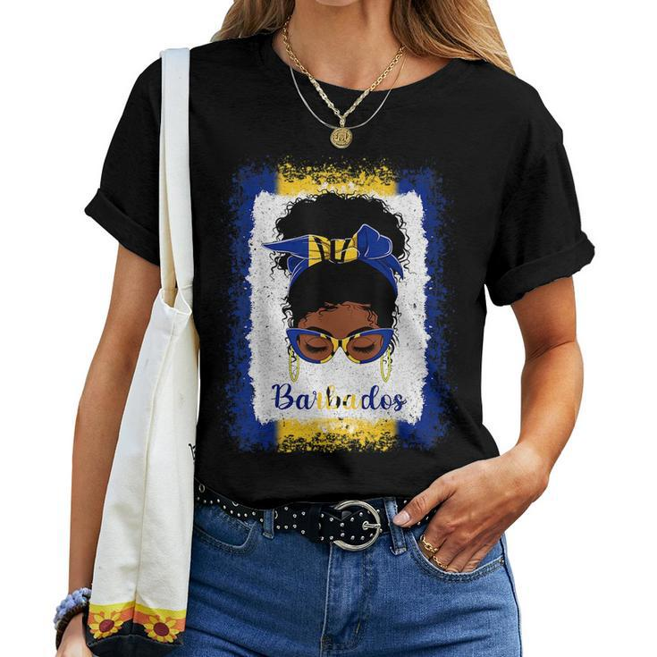 Messy Bun Barbados Flag Woman Girl Women T-shirt