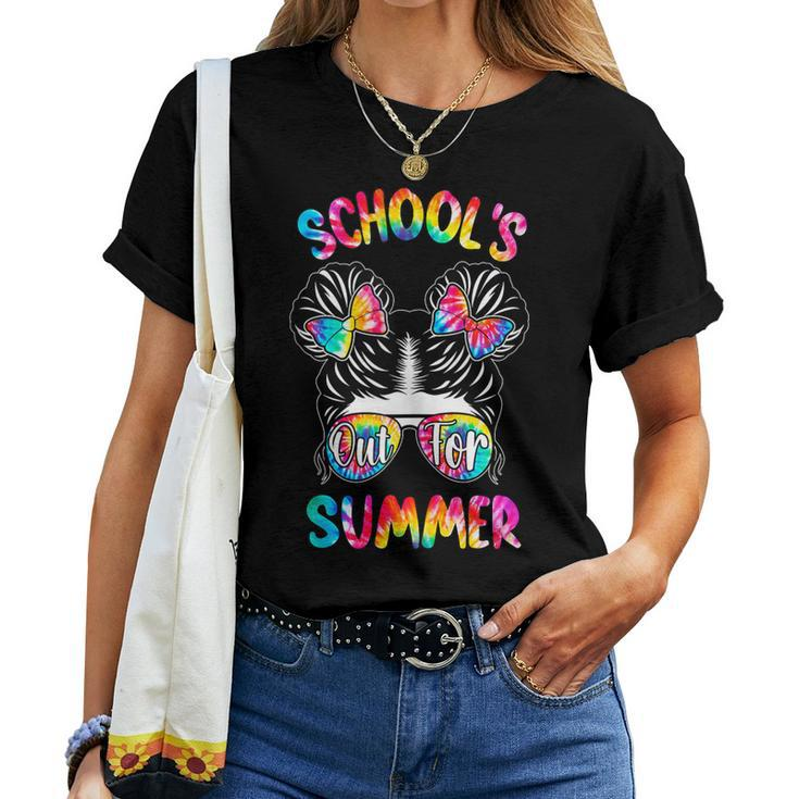 Messy Bun Girl Schools Out For Summer Graduation Teacher Women T-shirt