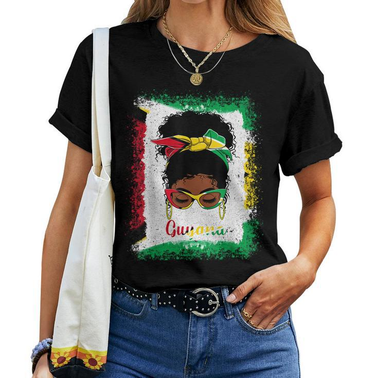 Messy Bun Guyana Flag Woman Girl Women T-shirt