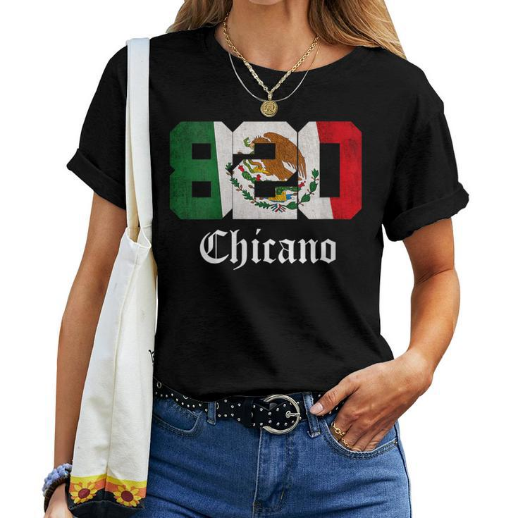 Mexican Flag Chicano Apparel California 820 Area Code Women T-shirt