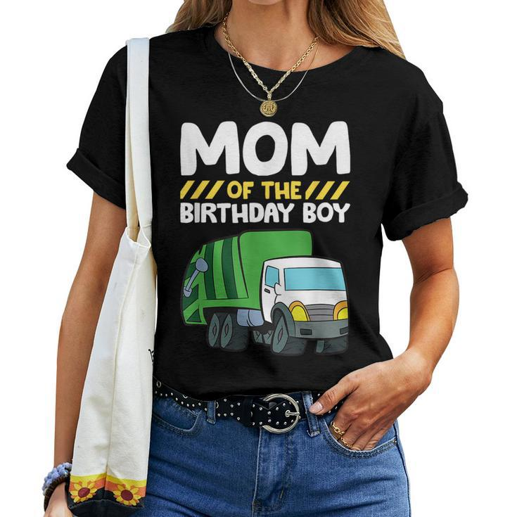 Mom Of The Birthday Boy Garbage Truck Birthday Party  Women T-shirt Short Sleeve Graphic